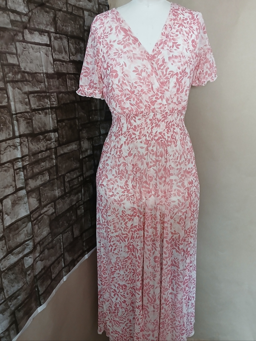 Kate & Lily Floral Wrap-Style Pink Maxi Dress